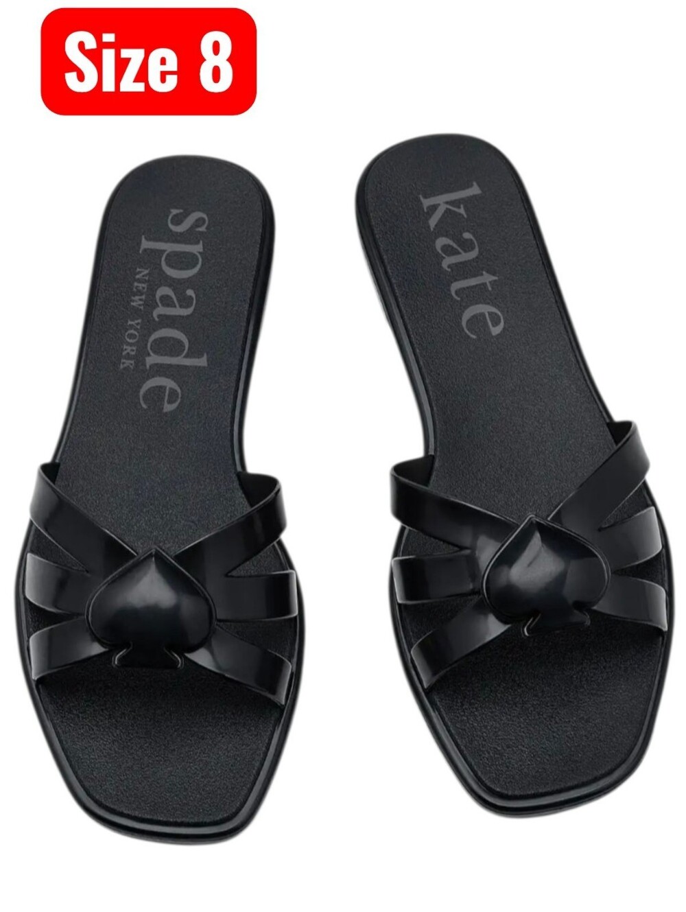 kate spade Black Sculpted Spade Jelly Slide Sandals Sz 8 New W/ Box